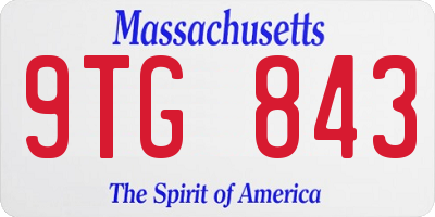 MA license plate 9TG843
