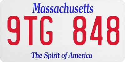 MA license plate 9TG848