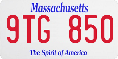 MA license plate 9TG850