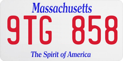 MA license plate 9TG858