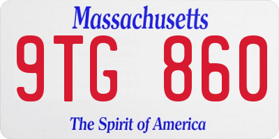 MA license plate 9TG860