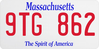 MA license plate 9TG862