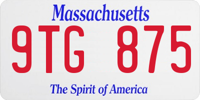 MA license plate 9TG875