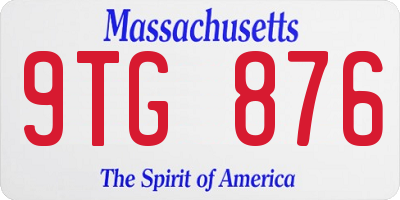 MA license plate 9TG876
