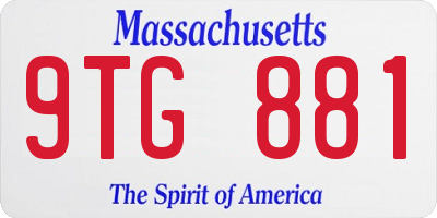 MA license plate 9TG881