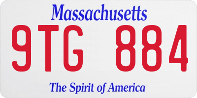 MA license plate 9TG884