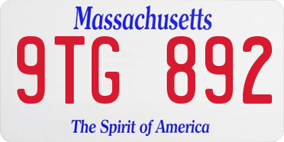 MA license plate 9TG892