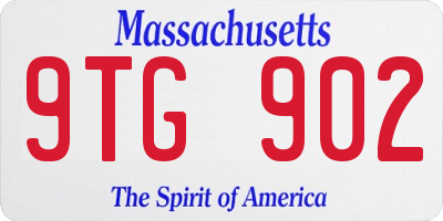 MA license plate 9TG902