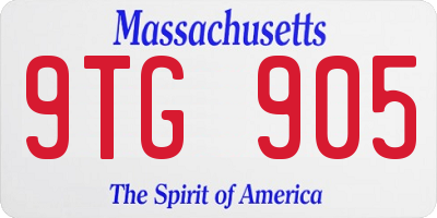 MA license plate 9TG905