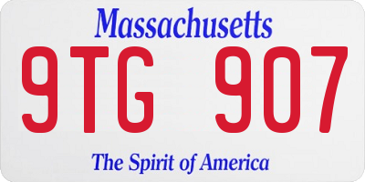 MA license plate 9TG907