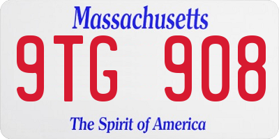MA license plate 9TG908