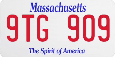 MA license plate 9TG909