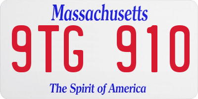 MA license plate 9TG910