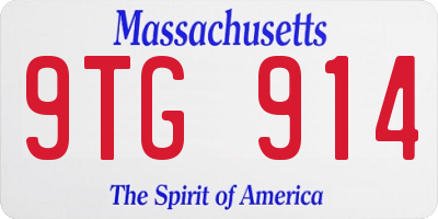 MA license plate 9TG914