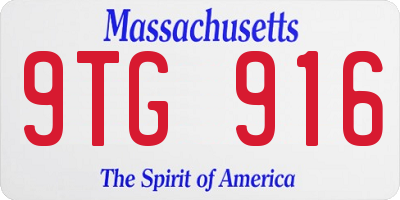 MA license plate 9TG916