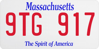 MA license plate 9TG917