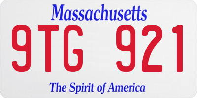 MA license plate 9TG921
