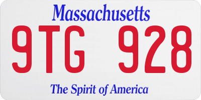 MA license plate 9TG928