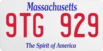 MA license plate 9TG929