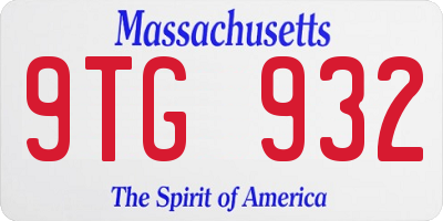 MA license plate 9TG932