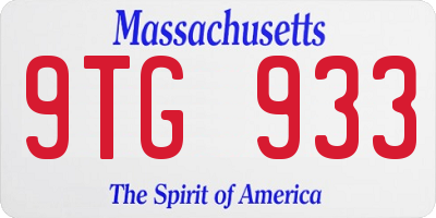 MA license plate 9TG933