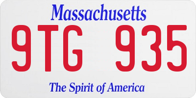 MA license plate 9TG935