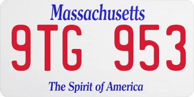 MA license plate 9TG953