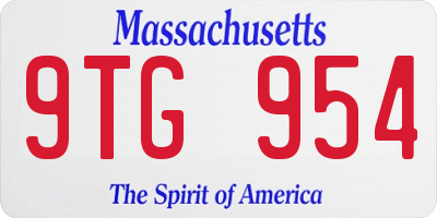 MA license plate 9TG954