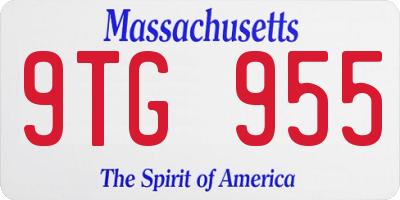 MA license plate 9TG955