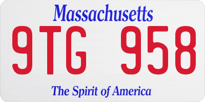 MA license plate 9TG958