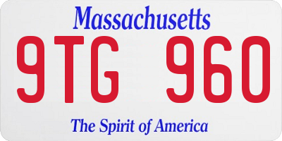 MA license plate 9TG960