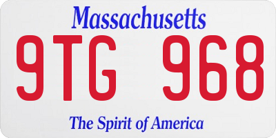 MA license plate 9TG968