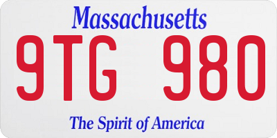 MA license plate 9TG980