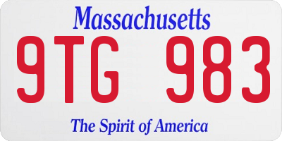 MA license plate 9TG983