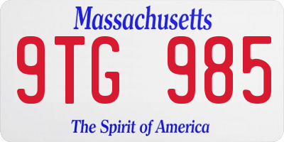 MA license plate 9TG985