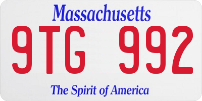 MA license plate 9TG992