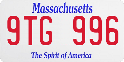 MA license plate 9TG996