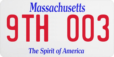 MA license plate 9TH003
