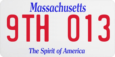 MA license plate 9TH013