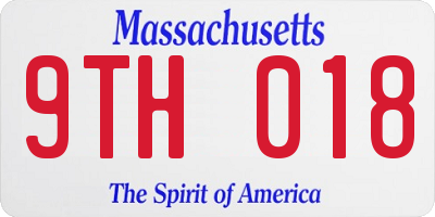 MA license plate 9TH018