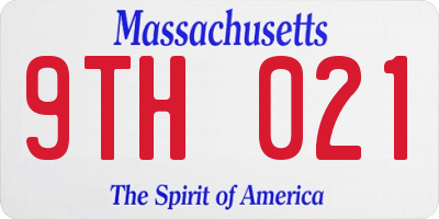 MA license plate 9TH021