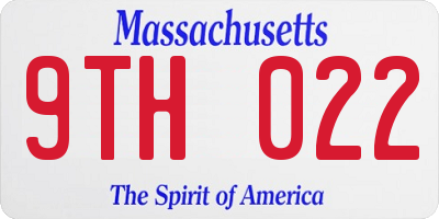 MA license plate 9TH022