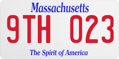 MA license plate 9TH023