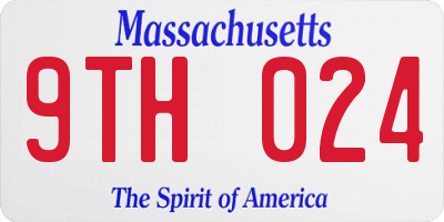 MA license plate 9TH024