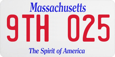 MA license plate 9TH025