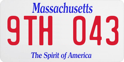 MA license plate 9TH043