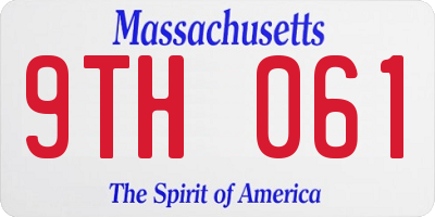 MA license plate 9TH061