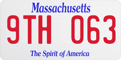 MA license plate 9TH063