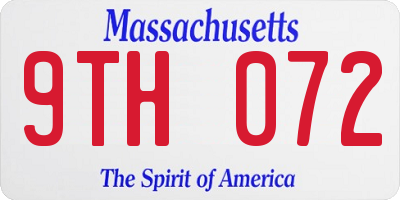 MA license plate 9TH072