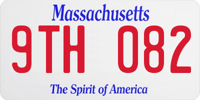 MA license plate 9TH082